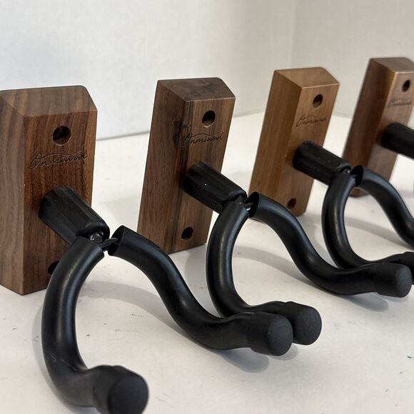 4-Pack Onmiwod Guitar Mahogany Wood Wall Mount Hanger Acoustic Electric Guitars - Picture 1 of 8
